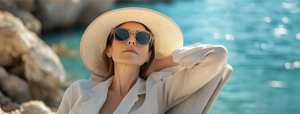 Mujer tomando el sol